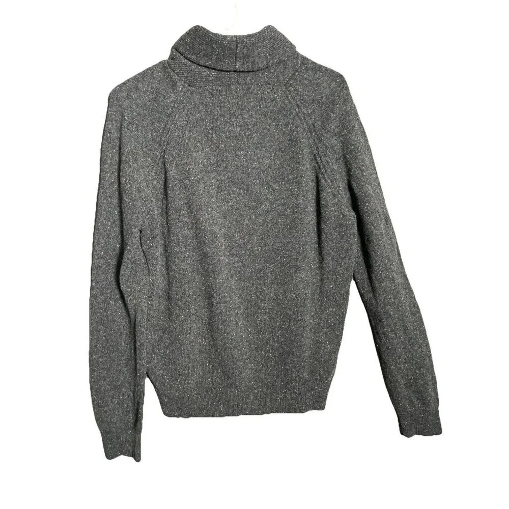 J. Crew Lambswool Donegal Quarter Zip Sweater Mens L‎ Gray Raglan Knit Heritage